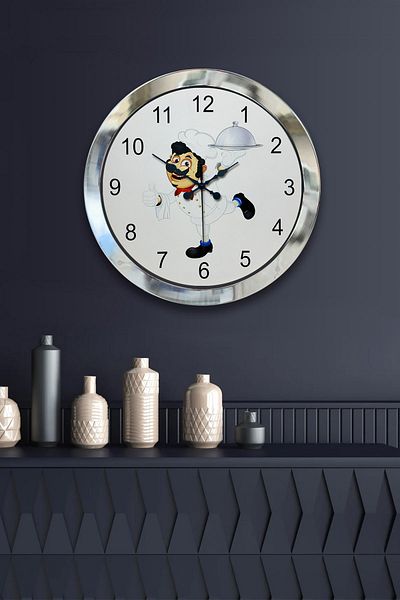 Kasva Concept Ceas de Perete Decorativ Bucătărie Metal Cromat 36 Cm