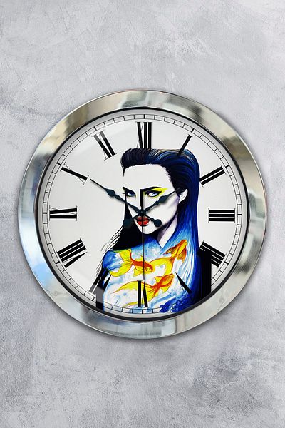 Kasva Concept Gift 36 cm Chrome Metal Figure Wall Clock