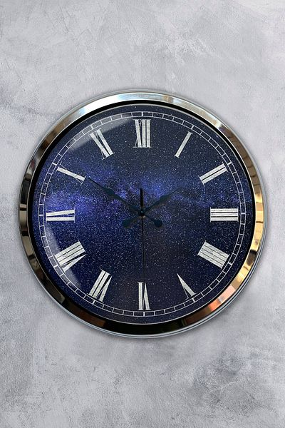 Kasva Concept 40 Cm Crom Metal Nou Ceas De Perete Albastru