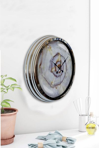 Kasva Concept Cadou 40 Cm Ceas de Perete Crom Metal Swirl