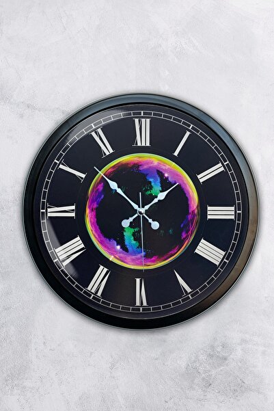 AİB STORE Δώρο 40 εκ. Μαύρο Μεταλλικό Ρολόι Τοίχου Galaxy