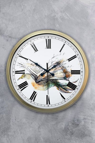 Platin Saat ساعة حائط مكتبة معدنية عتيقة مقاس 40 سم