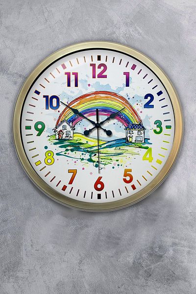 Kasva Concept 40 cm Tumbled Metal Children Rainbow Wall Clock