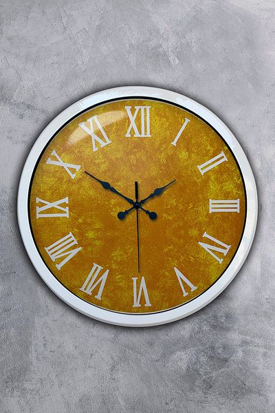Kasva Concept Gift 40 cm White Metal Yellow Wall Clock