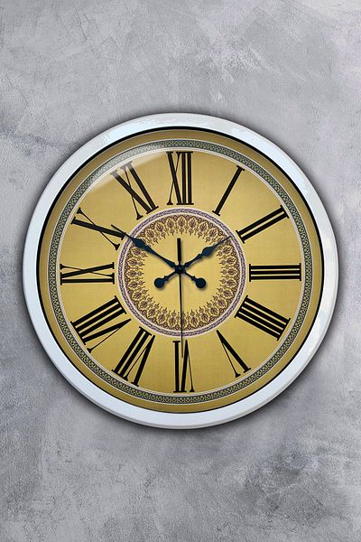 Kasva Concept Ceas de perete cu cifre romane din metal alb de 40 cm