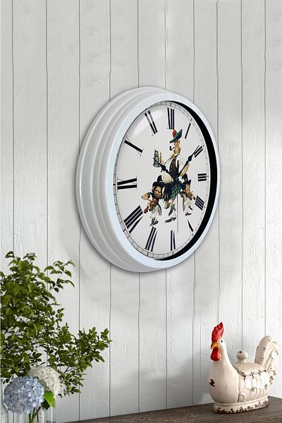 Kasva Concept Gift 40 cm White Metal Cartoon Wall Clock
