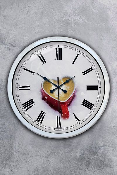 Kasva Concept Gift 40 cm White Metal Heart Mug Wall Clock