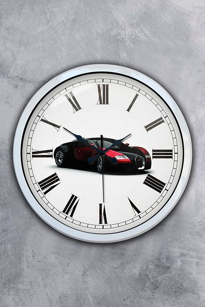 Kasva Concept Δώρο 40 εκ. Λευκό Μεταλλικό Ρολόι Τοίχου Bugatti