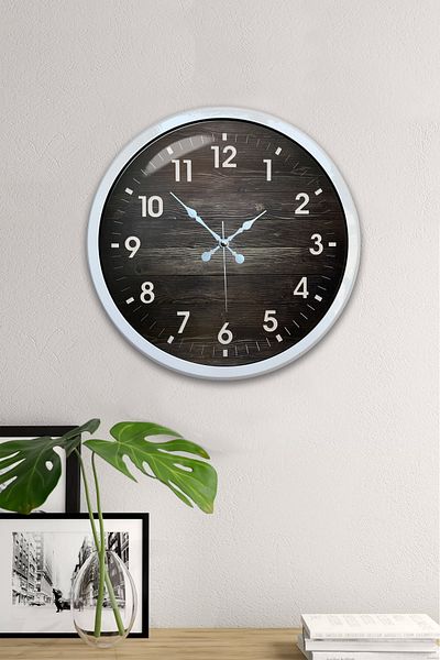 Kasva Concept Gift 40 cm White Metal Wooden Number Wall Clock