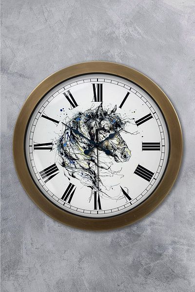Kasva Concept Gift 36 cm Antique Metal Horse Wall Clock