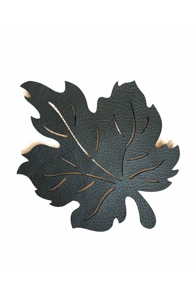 ASENA DESİGN American Service Leather Black Leafy 12 Pieces for 6 People