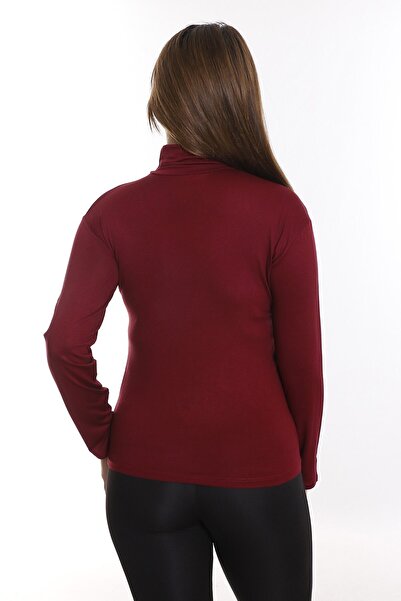 DISENTIS MODEST Claret Red Viscose Body - Full Turtleneck, Large Size