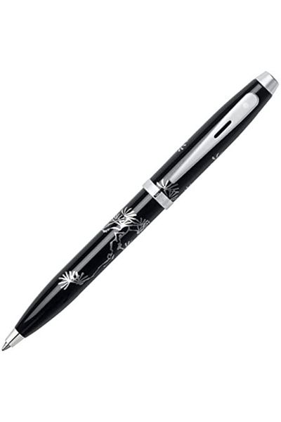 Sheaffer Patterned Metal Body Black Ballpoint Pen 9298-2