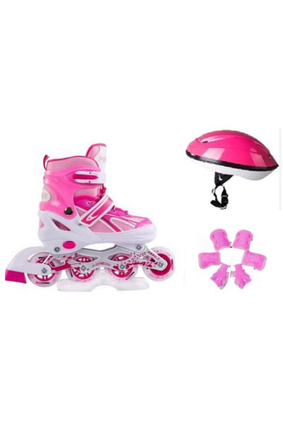 F-Sports F-sport Girl's Double Row Pink Adjustable Lighted Skate Set