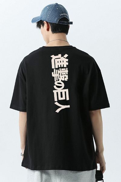 Touz Attack On Titan Levi Ackerman Unisex Black Anime T-Shirt - Back Print Detailed