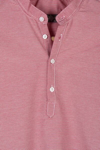 VEAVEN Erkek Hakim Yaka Uzun Kollu Desenli Kırmızı Gömlek