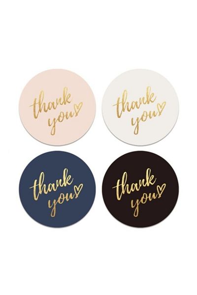 anka design Sticker Thank You - Gilded Print - 3,8cm - 24 Pieces