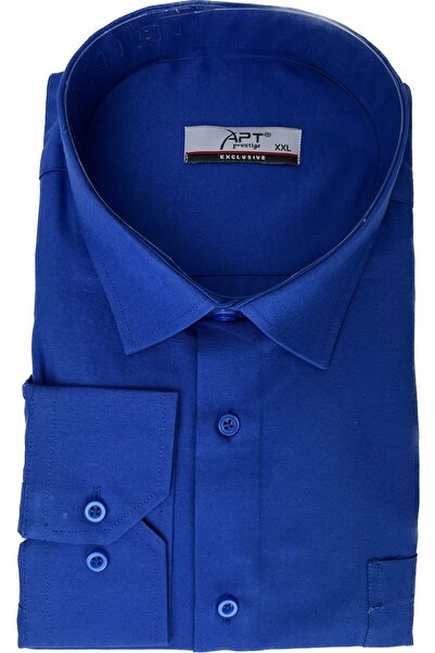 APT PRESTIGE قميص رجالي مقاس كبير مستقيم ساكس أزرق