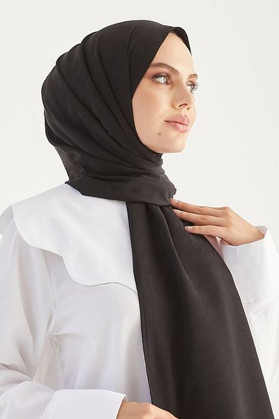 FRESCO SCARFS Hijab de damă Jacquard mătăsos cu model picior de gală*negru