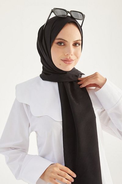 FRESCO SCARFS Hijab de damă Jacquard mătăsos cu model picior de gală*negru