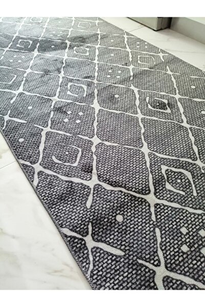 Padişah Halı Kenza Gri Yıkanabilir Kaymaz Taban Halı Kesme Yolluk