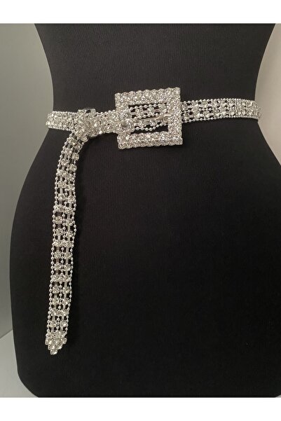 Aksabeltchokers حزام معدني فضي اللون مقاس 2 سم مقاس واحد 95 سم