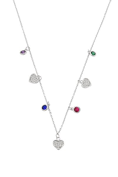 Argentum Concept 925 Ayar Gümüş Renkli Taşlı Kalpli Şans Kolyesi - 23175201