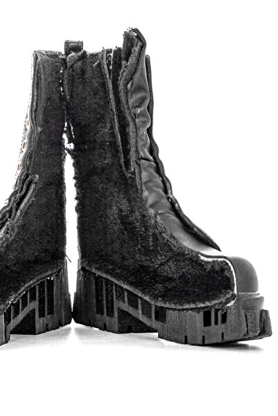 Freemax Cizme de iarnă pentru femei, cu talpă înaltă, ușoară, cu fermoar, impermeabile, negre