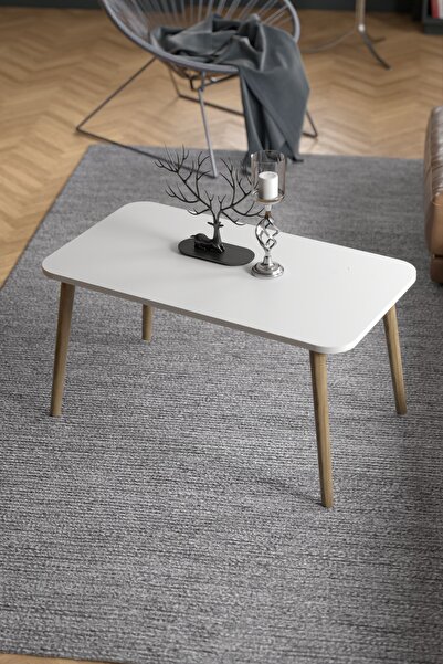 Cosargroup Orta Sehpa Ahşap Torna Ayak Mermer Desen 50x90