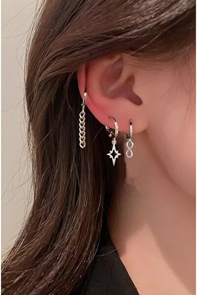 TakıConcept 3'lü Kıkırdak Halka Set Küpe