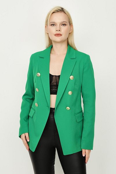 Select Moda Jachetă blazer căptușită cu închidere cu nasturi, verde, auriu
