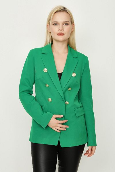 Select Moda Jachetă blazer căptușită cu închidere cu nasturi, verde, auriu