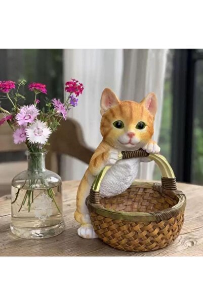 Luthien Kedili Sepet Saksı Meyve Sepeti Dekoratif Obje Biblo