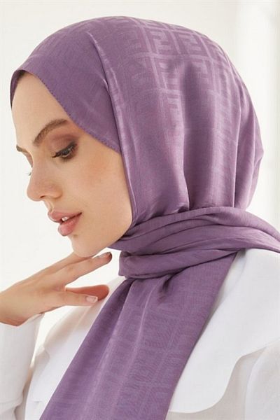 FRESCO SCARFS Γυναικείο Hijab Silky Cotton Jacquard F Pattern Shall*lilac