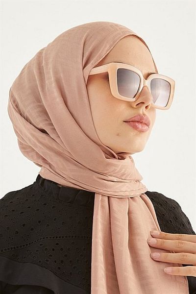 FRESCO SCARFS Γυναικείο Hijab Silky Cotton Jacquard F Pattern Shall*mink