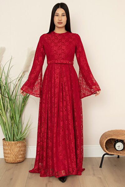 Genel Markalar Kadın SiNEM KOLU VALONLU DANTEL ELBiSE