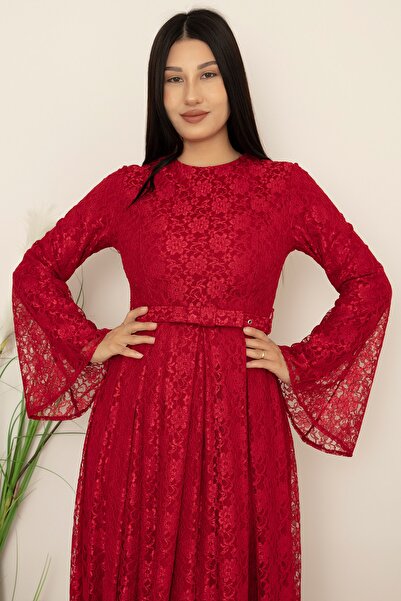 Genel Markalar Kadın SiNEM KOLU VALONLU DANTEL ELBiSE