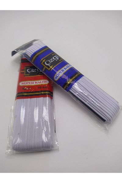 DİBA AVM White Flat Rubber Waist Leg Frost Rubber (10 Meters), White Round Rubber (10 Meters)