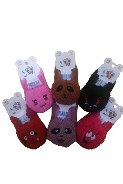 BlueStore 6 Çift Karışık Renk 1-3 Yaş Peluş Çocuk Ev Babeti Patiği Panduf