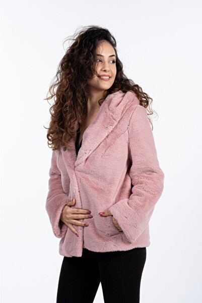 KürkZone Kadın Yumuşacık Peluş Kürk Kaban