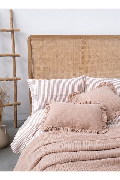 Barine مفرش سرير من الكتان باللون البيج - 200x220