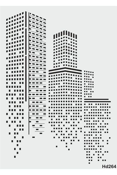 STENCİLTASARIM Hd264 Metropol Wall Wooden Glass Painting Pattern