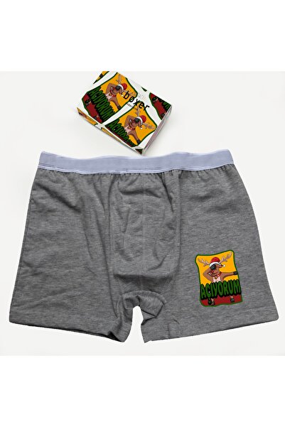 modacix Otvaram muški sivi novogodišnji bokserice dizajnerski set u kutiji