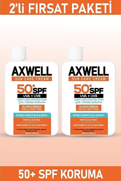 AXWELL Spf 50 2li Fırsat Seti Leke Karşıtı Nemlendirici Yüksek Koruma Güneş K...