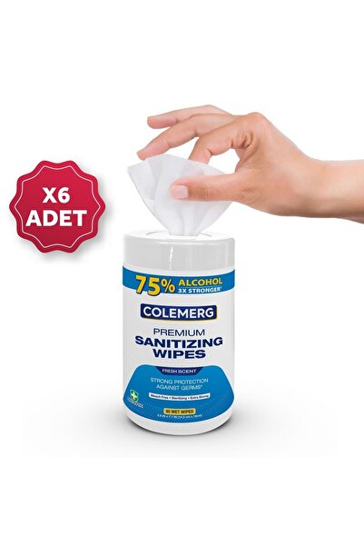 colemerg 75% Alkollü Islak Mendil Hijyen Kovası 80 Yaprak × 6 Adet Ithal Malı