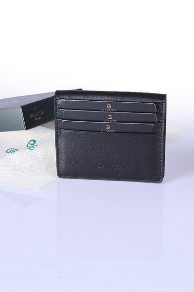 Grande Gande 762 Genuine Leather Wallet & Card Holder Magnet Closure With Paper Money Compartment Black