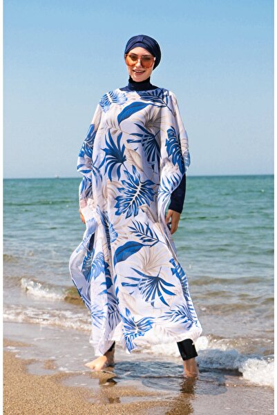 Marina Καφτάν Κιμονό Pareo με σχέδια με φύλλα σε μαγιό Hijab P2103