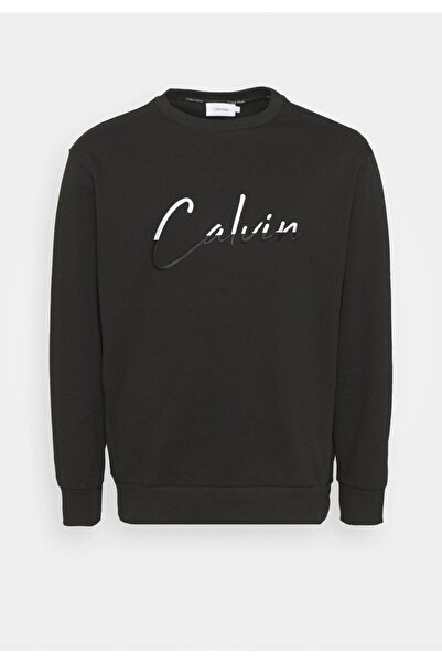 Calvin Klein Logolu Bisiklet Yaka % 100 Organik Pamuklu Erkek Sweat K10k108603 Beh Siyah