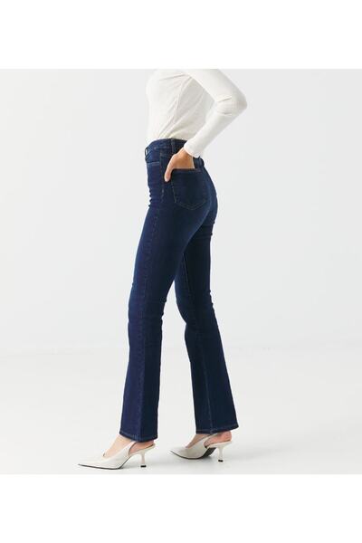 LİMABEL Γυναικείο Σκούρο Μπλε Σπαγγέτι Τζιν Τζιν Λύκρα ψηλόμεσο