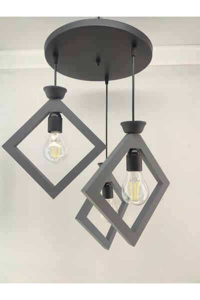 BİAVİZE Üçlü Sarkıt Modern Ahşap Sarkıt Avize